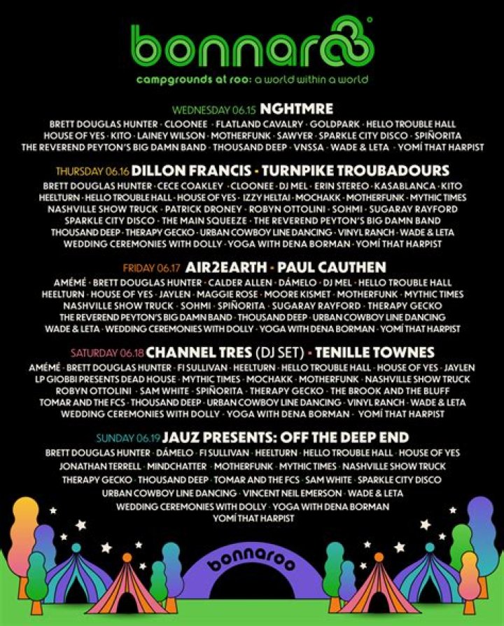 Bonnaroo Announces Lineup for Camping Plazas featuring Dillon Francis, Tenille Townes, and More