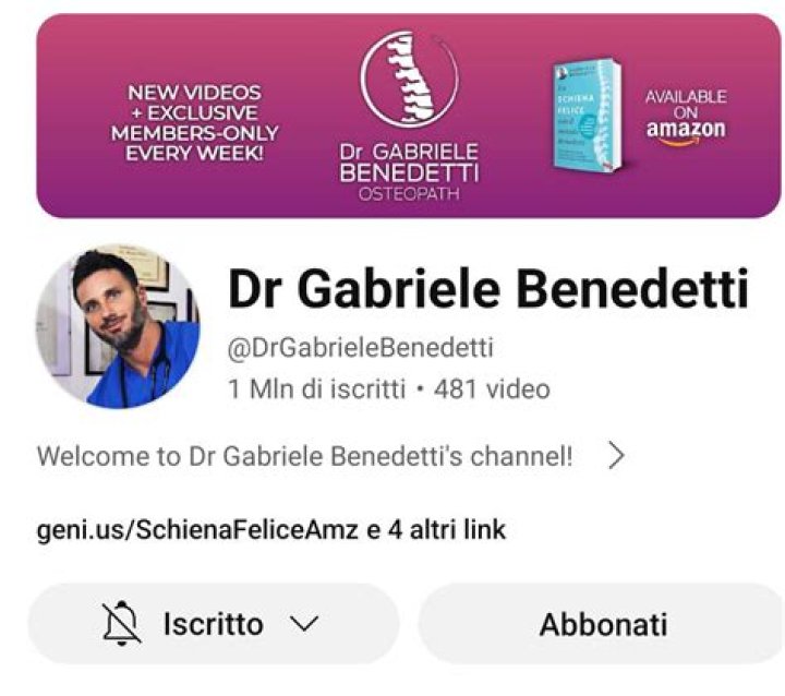 Dr. Gabriele Benedetti net worth, income and estimated earnings of Youtuber channel