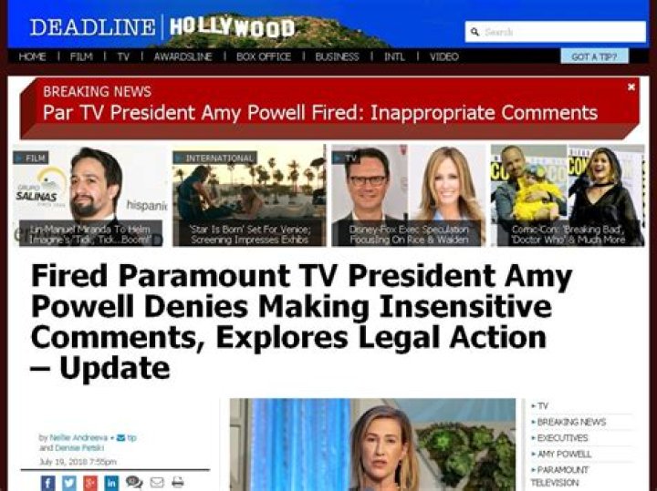 Paramount Television President Amy Powell Fired Over inappropriate Comments