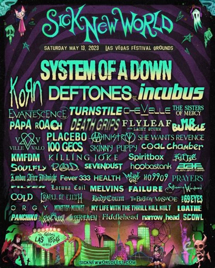 System of a Down, Korn, Incubus, & Deftones to Headline Inaugural Sick New World Festival